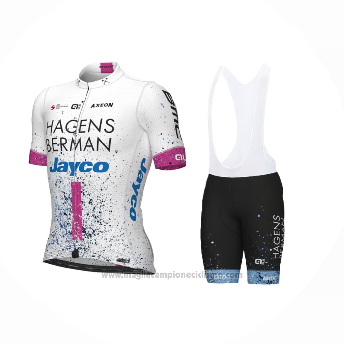 2024 Abbigliamento Ciclismo Hagens Berman Axeon Rosa Manica Corta e Salopette